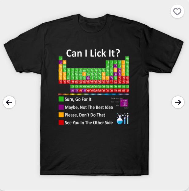 Можно ли это лизнуть Футболки Таблица Менделеева Научный Учитель Крутая Мем Футболка S