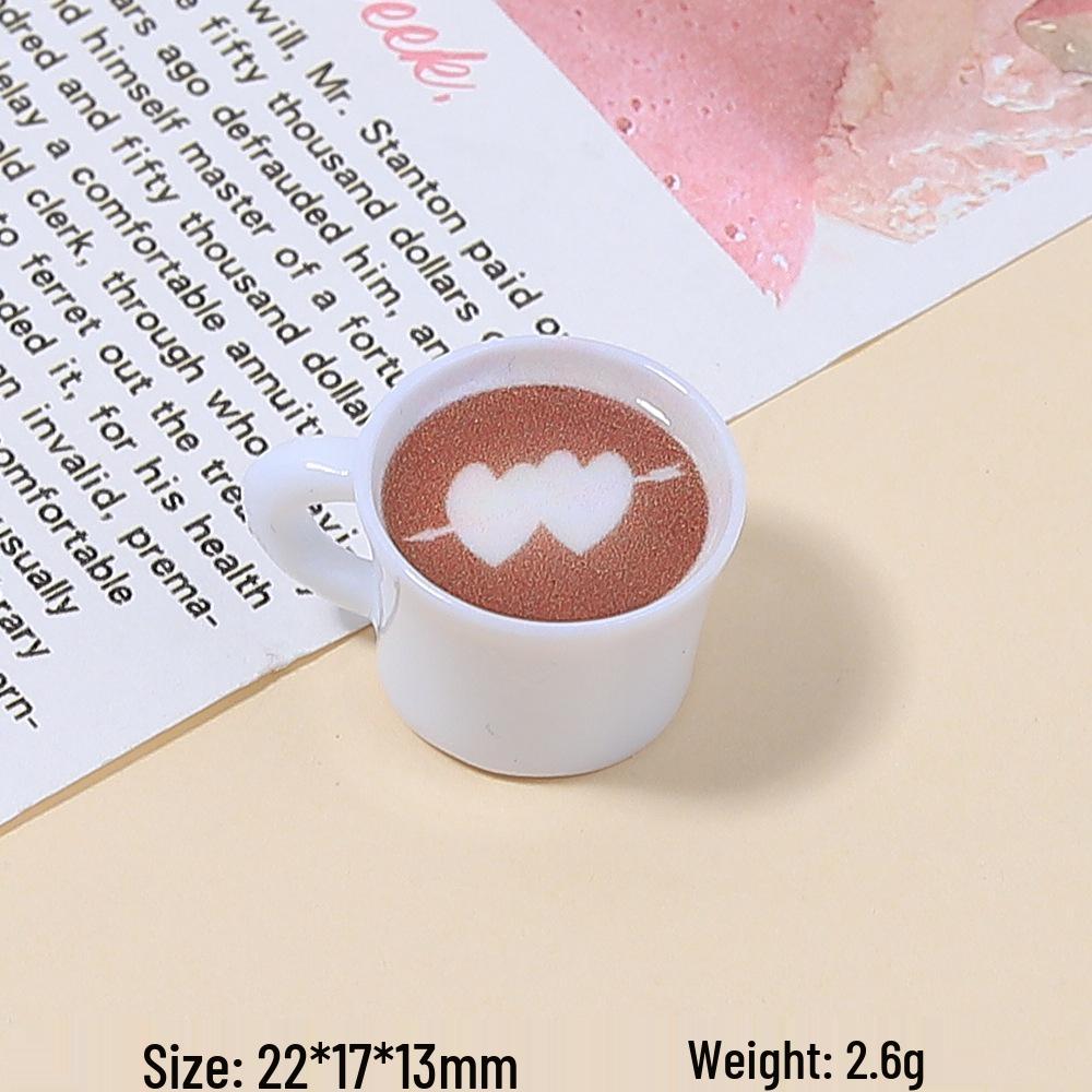 Handmade Heart-Shaped Latte Art Coffee Cup Toy, DIY Ornament, Cream Glue Accessories, Resin Parts