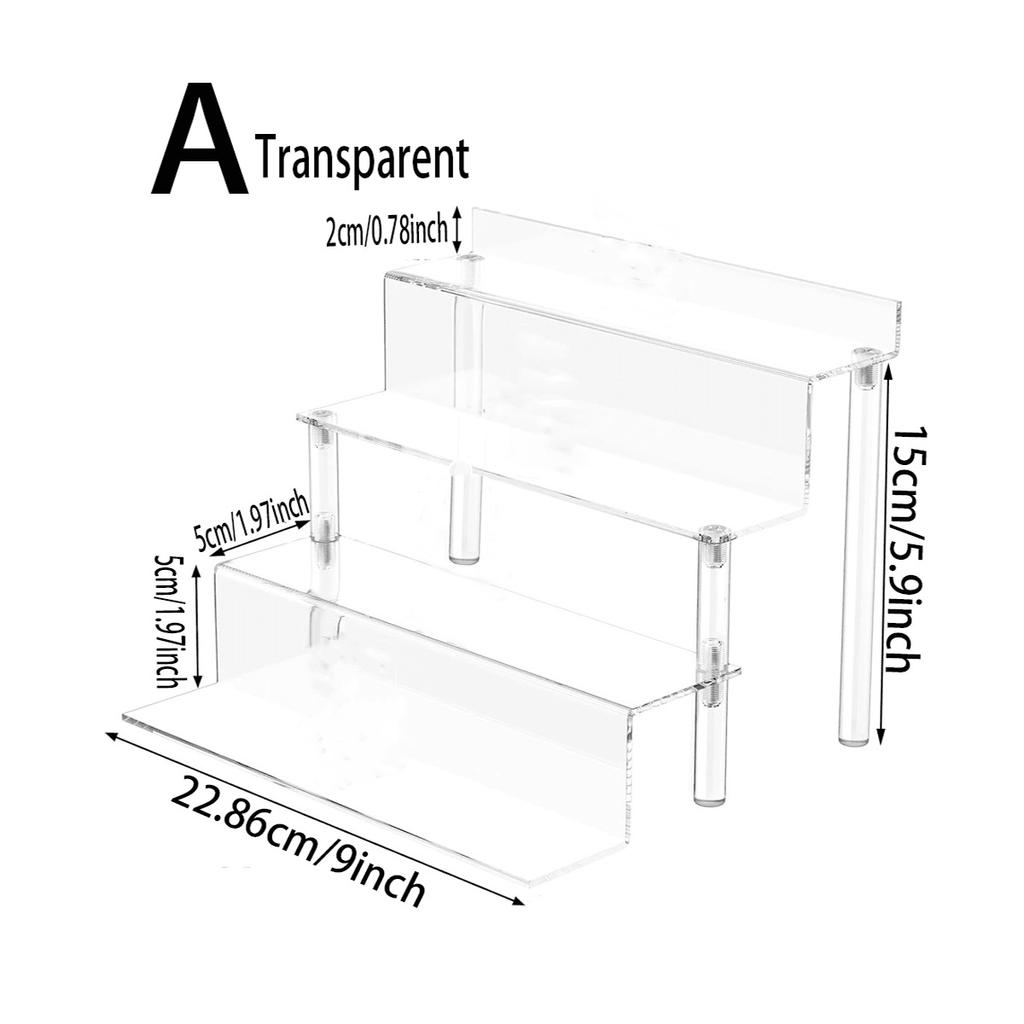 Acrylic Riser Display Stand,4 Tier Clear Perfume Organizer Shelf, Desktop Tiered Display Stand for Pop Figures/Cupcake Organize