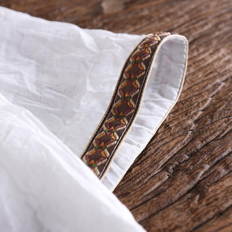 Chinese Style Disc Buckle Imitation Linen Short-sleeved T-shirt Men's Thin Casual Folds Old Cotton Imitation Cotton and Linen Men's T-shirt