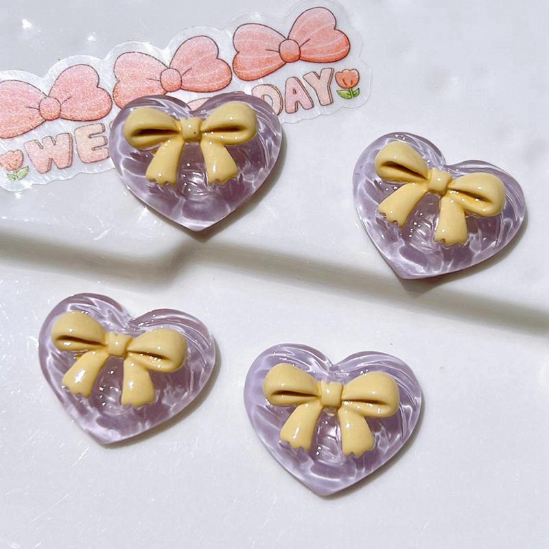 10 Pcs New Cute Cartoon Transparent Heart Shape Butterfly Junction Resin Scrapbook Diy Jewellery Hairpin Accessories Craft A60