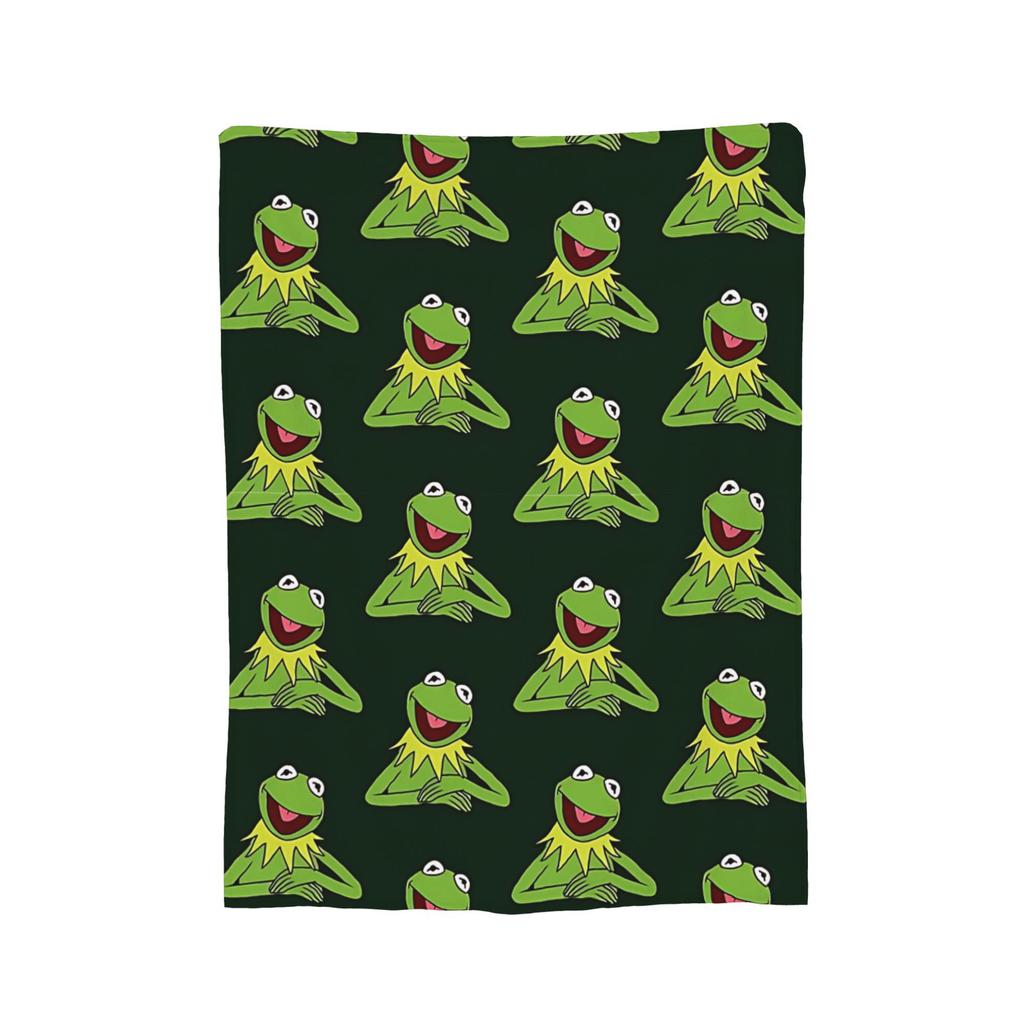 Cute Kermit The Frog Blankets Flannel Soft Throw Blankets for Car Sofa Couch Bedspread