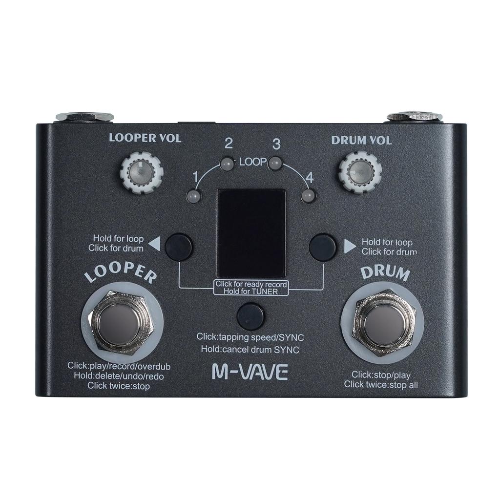 M-VAVE Lost Tempo Drum Machine & Looper Pedal - 30 Built-in Drums, 11 Mins Recording, High Precision Tuner for Guitar