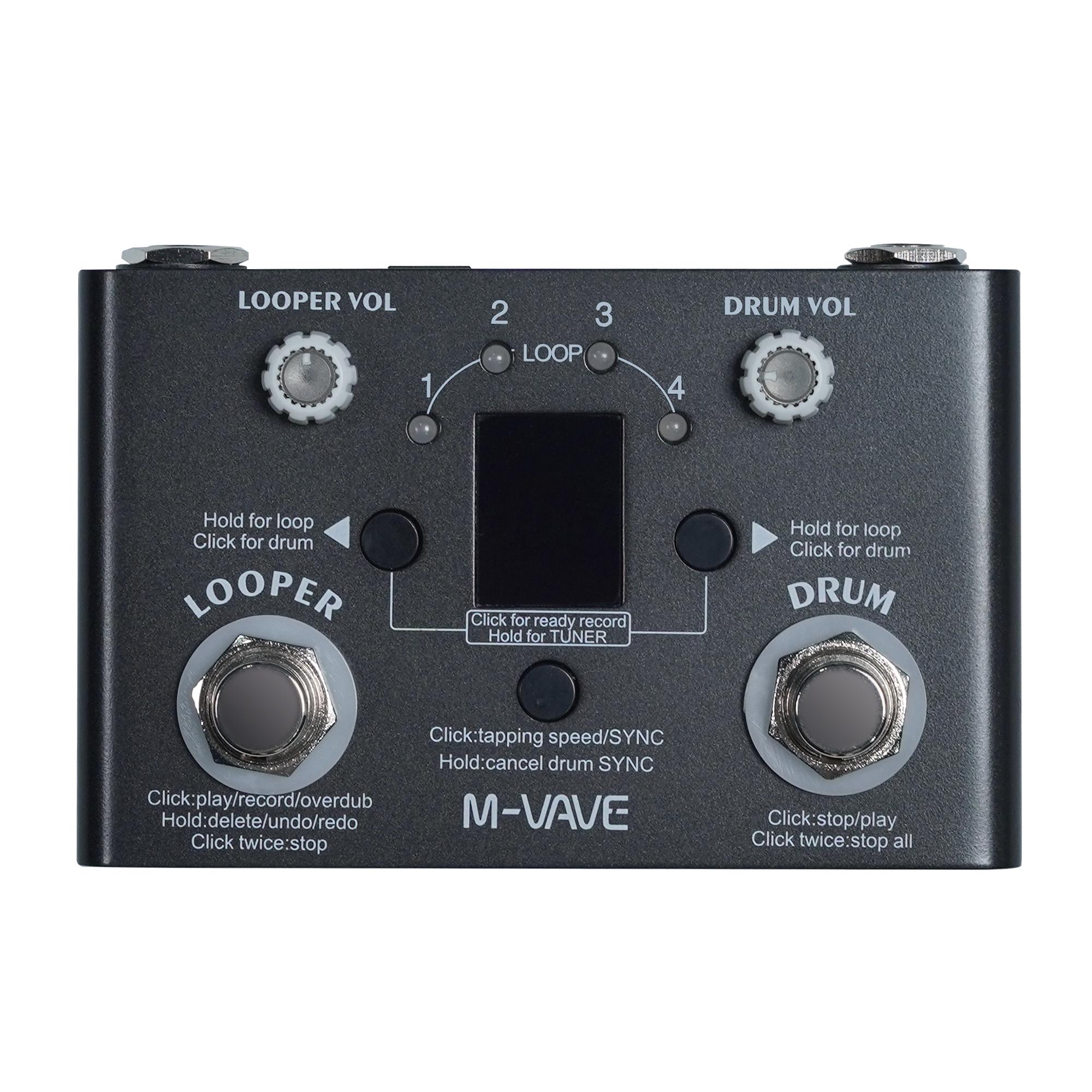 

M-VAVE Lost Tempo Drum Machine & Looper Pedal - 30 Built-in Drums, 11 Mins Recording, High Precision Tuner for Guitar чорний