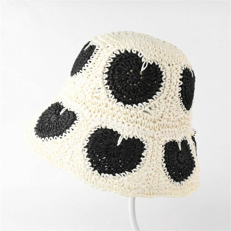 Handmade Bucket Hat Elegant Colorful Decorated Cloches Style for Women Party Heart Hat Cloche Lady Knitted Bucket Hat