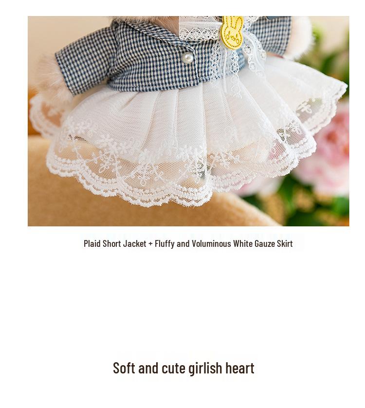 Adorable Lolita Bear & Rabbit Plush Pendant - Cute Bag Charm & Desk Companion