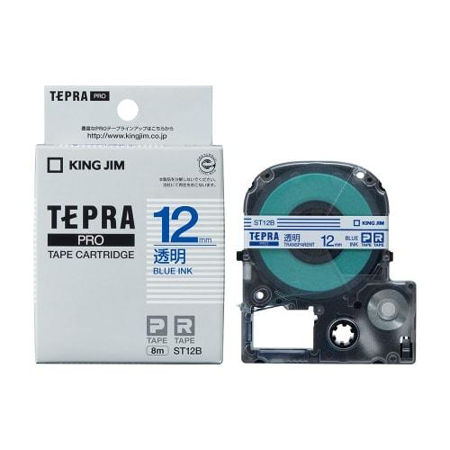 King Jim [Originální] kazeta s páskou Tepra PRO 12 mm Transparentní štítek/modrá písmena Délka 8m ST12B