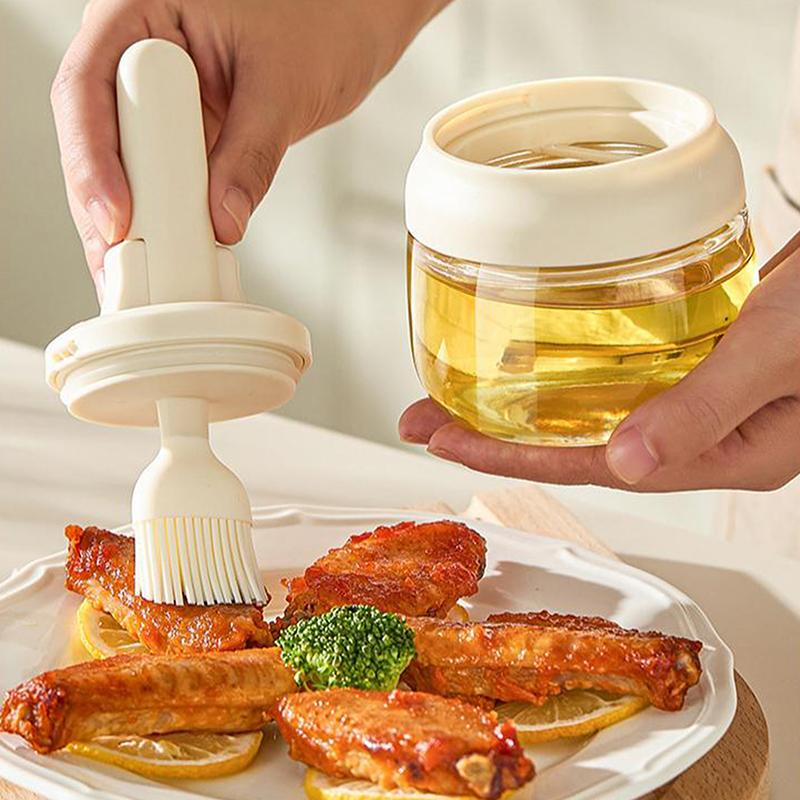 .Oil Dispenser Bottle With Brush For Kitchen, Basting Bottle, Silicone Basting Brush, For Cooking BBQ Kitchen