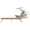 Folding Sun Lounger with Sunshade Steel Taupe
