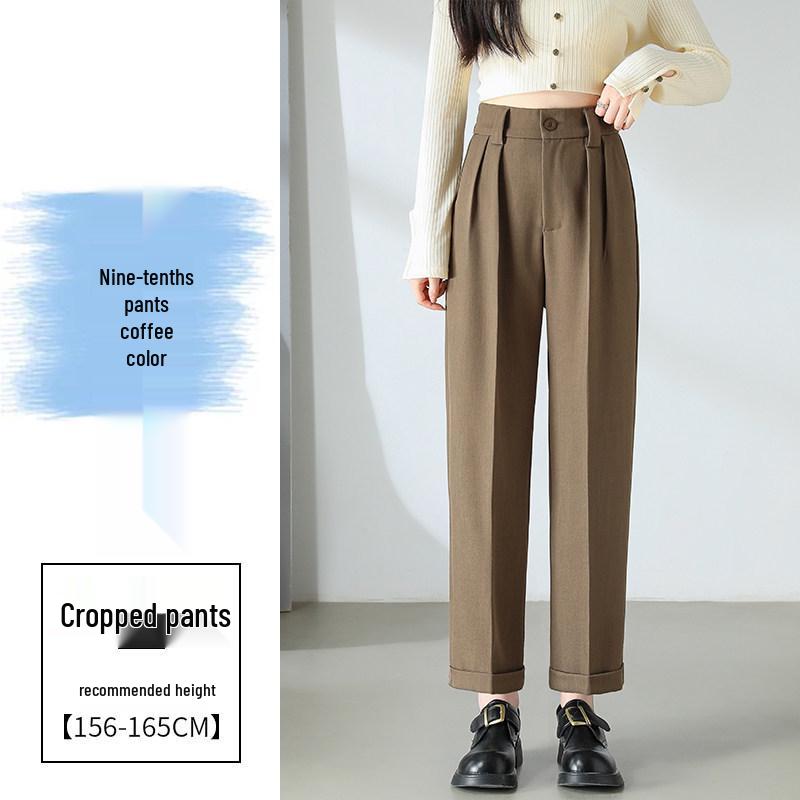 Costume Pantalon Harem Taille Haute pour Femme - Pantalon Cigarette Droit Décontracté Printemps/Été