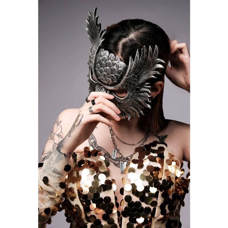 Women Cosplay Bird Satan Mask Punk Half Face Demon Mask for Men Masquerade Ball Party Props Stage Nightclub Cosplay Eagle Mask