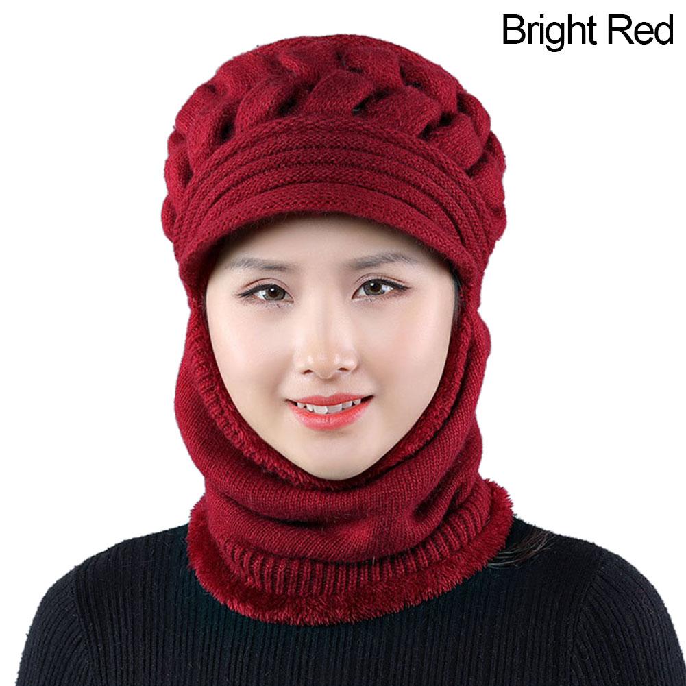 Women Winter Windproof Beanies Scarf Cap Cycling Outdoor Warm Woolen Thickening Velvet Hat