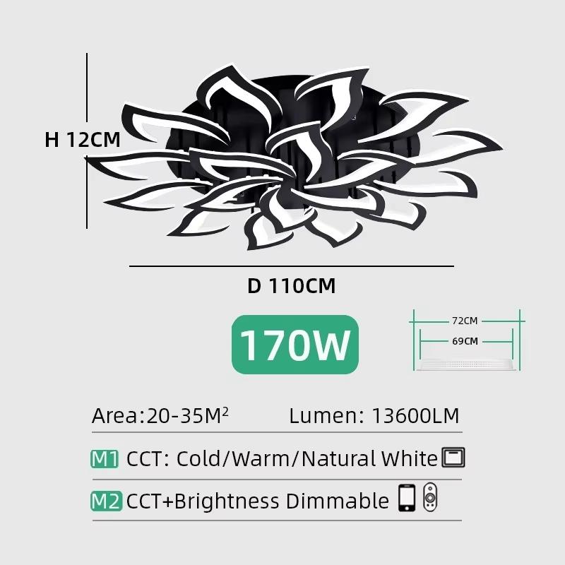 LED ceiling lamp with dimmable brightness Lotus decorative art lighting fixtures cold and warm light intelligent remote control