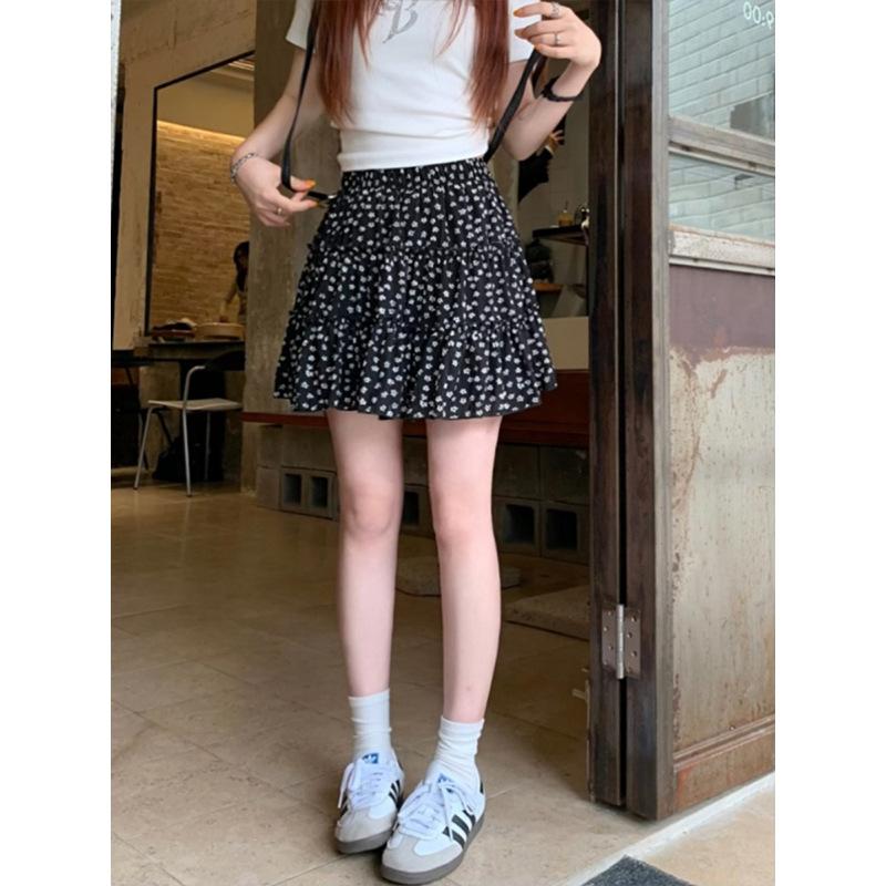 

Новая летняя юбка для девочек с цветочным узором, тонкая, милая и универсальная, облегающая юбка с высокой талией XL