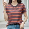 Navava Women Basic STripe Round Neck ShorT Sleeve T shirT nT3348