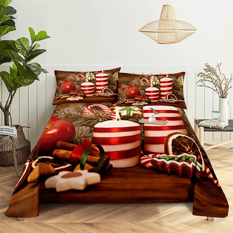 Christmas tree Queen Sheet Set Kid's Flat Sheet Boys Girls Bed Sheets and Pillowcases Christmas Gifts Bed Sheet Set Bedding Set