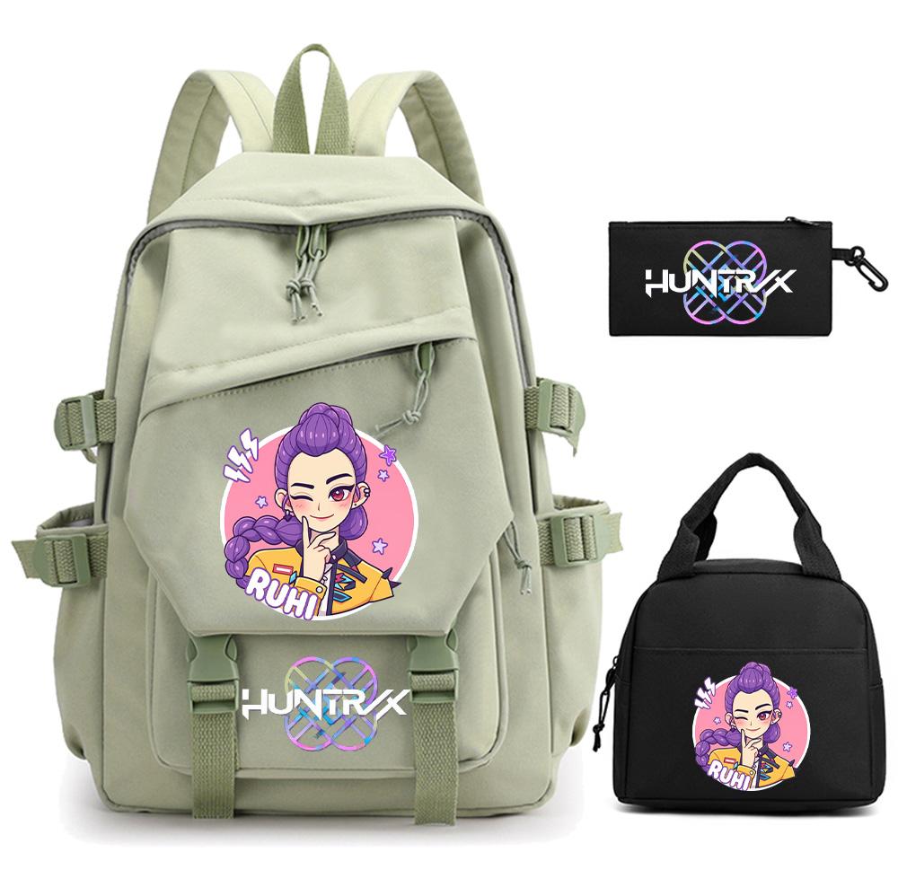 3Pcs/set K-pop Demon Hunters Printed Backpack for Teenger Boy Girl Large Capacity Schoolbag Children Student Bookbag Women Waterproof Travel Bag