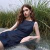 Sancai 2026 Summer Faux Denim Sleeveless A-Line Dress