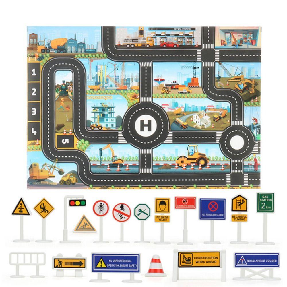Kids Toys City Parking Lot Roadmap Climbing Mats Toys DIY Traffic Road Signs Road Carpet Playmat