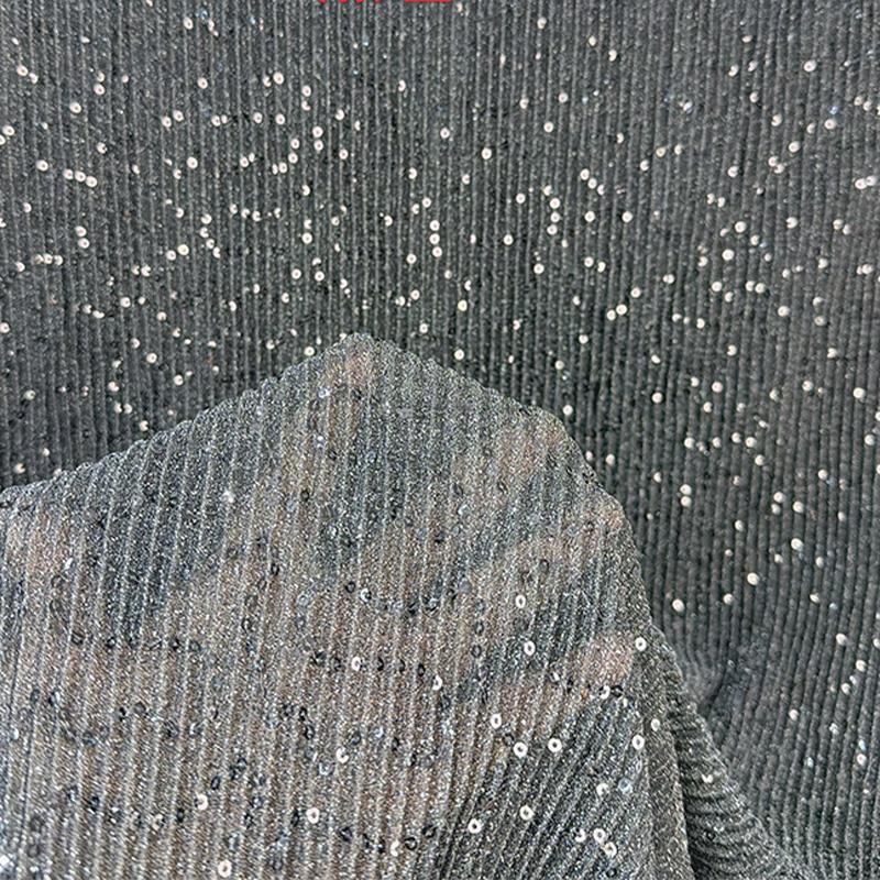 

Knitted Hollow Sequin Fabric Mixed Color Wool Blend Cloth with Sequin Embroidery for DIY SEwing Fashion Women Dress Skirt Cloth 1Yard чёрный