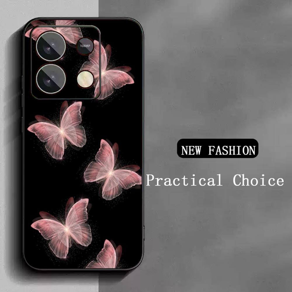 Fashion personal Butterfly pattern design Phone Case For Redmi Note 14 13 12 11 Pro Plus S 5G 14C A3 Soft Black Phone Cover