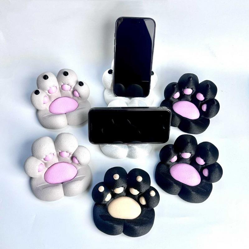 Base-Style Cat Claw Phone Holder Creative Desktop Stand Ornament High-Quality Design for Stress Relief (1 Piece)