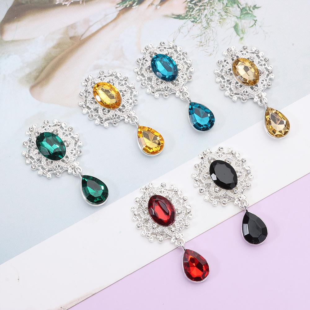 Droplets Sparkling Crystal Garment Decorative Scrapbooking Alloy Rhinestone Pendant Sewing Button