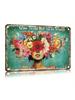 RusticInspire Vintage Metal Wall Sign - Grow Through What You Go Through, Floral Farmhouse Sturdy Indoor Outdoor Decor