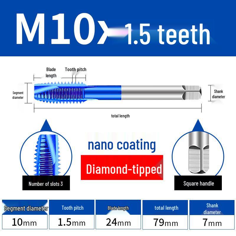 Cobalt Blue Nano-Coated Stainless Steel Spiral Tap Drill Bit Set M2-M8