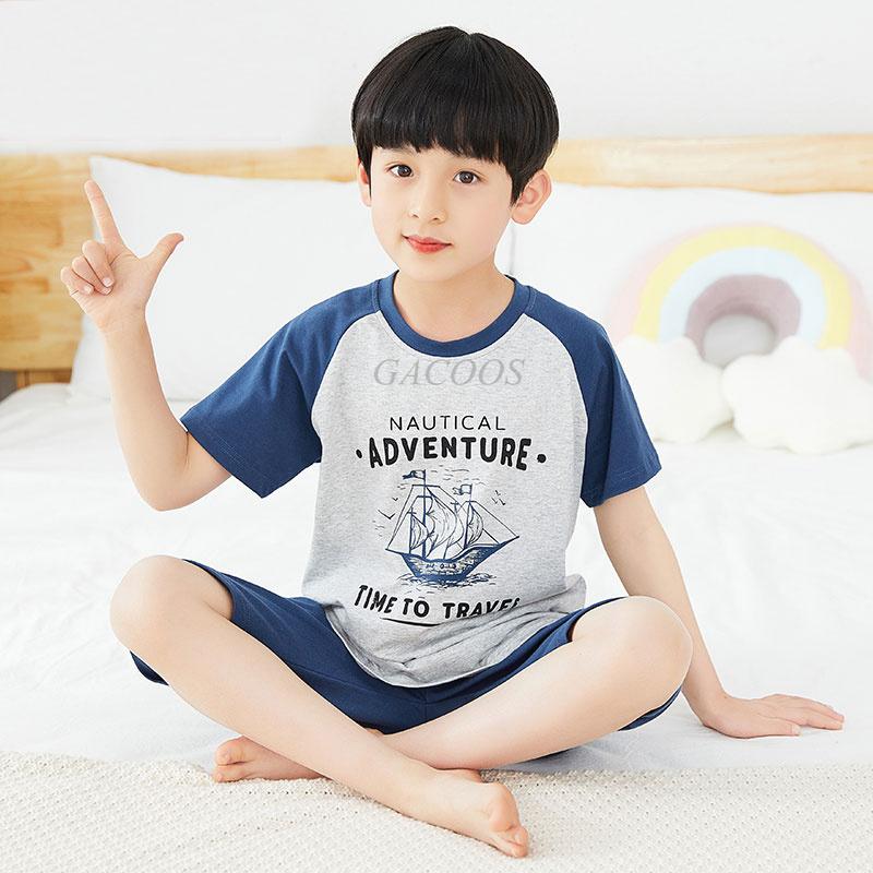 Baby Boys Pajamas Summer Short Sleeved Children's Clothing Sleepwear Teen Pajama Cotton Pyjamas Sets for Kids 6 8 10 12 14 Years