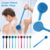 Silicone Bath Brush with Long Handle, Double Sided Shower for Back Exfoliating and Massage, Extended Body Cleaning Brush for Adults