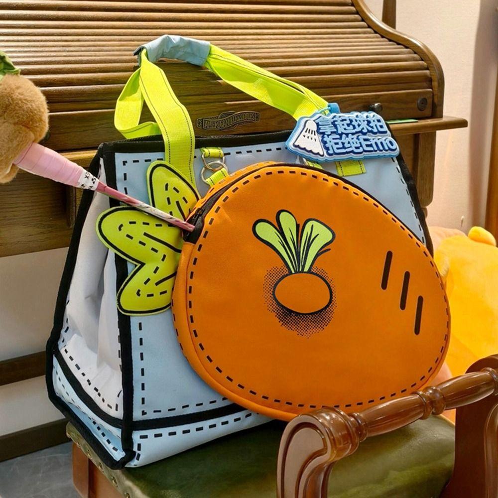 

Large Capacity Badminton Bag Cartoon Shoulder Bag Casual Cloth Handbag Women світло-синій колір