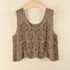 Chaleco de ganchillo de punto hueco para el verano de mujer con nuevo top de tirantes suelto bohemio sin mangas