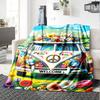 Peace Flower Bus Home Custom Blankets Comfortable Soft Lightweight Multiseason Blanket For Picnics Sofas Offices Beds Living Rooms Perfect Gift For