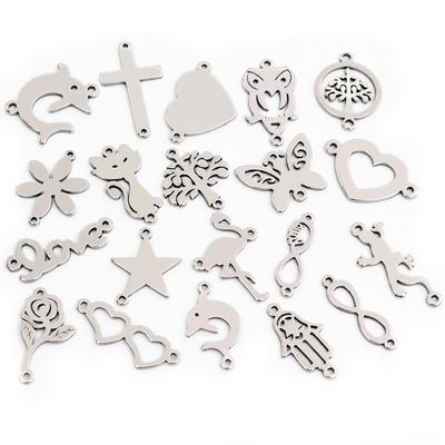 20pcs No Fade 316 Stainless Steel Double Loops Star Heart Cute Charms Pendant DIY Jewelry Findings for Necklace Bracelet