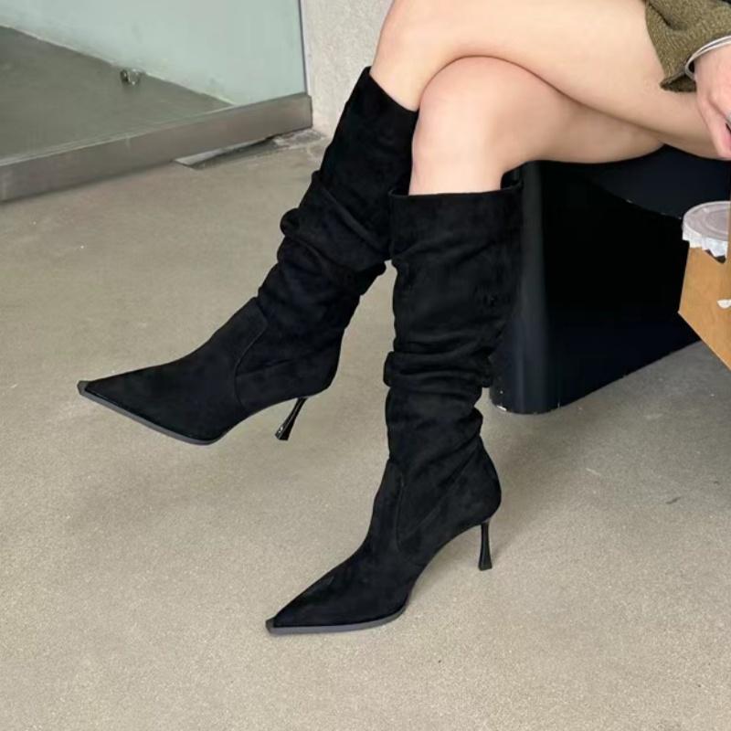 

Зимние Удобные/С подогревом/Повседневные Износостойкие Ботильоны на тонком каблуке Модные Новые Остроносые Сексуальные Банкетные Ботильоны на высоком каблуке Женские 35
