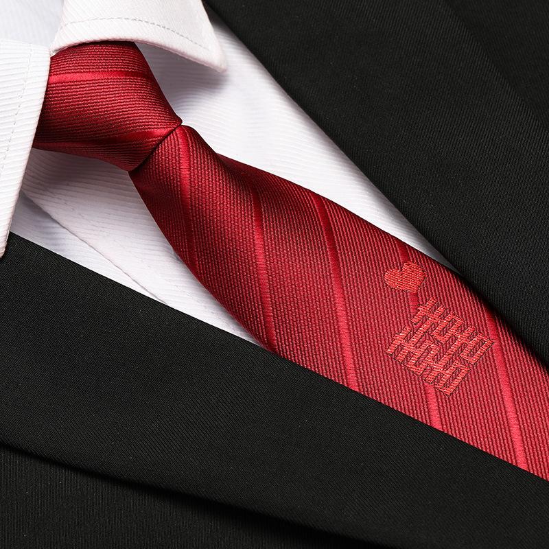 Men'S Formal Wedding Business Tie 8Cm Groom Wedding Banquet Burgundy Tie Hand Zipper Men And Women