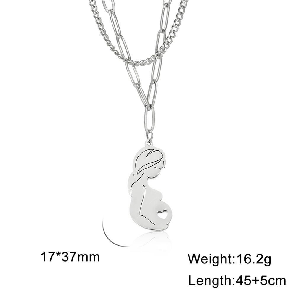 Cazador Lovely Family Pendant Necklaces Mom Dad Children Baby Pregnant Woman Stainless Steel Choker Jewelry Mother Day Gift New