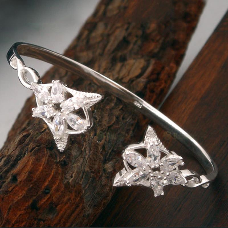 Bangle Crystal Stone Cubic Zirconia Elf Princess 925 Sterling Silver Charm Bracelet Movie Jewelry Women Gift