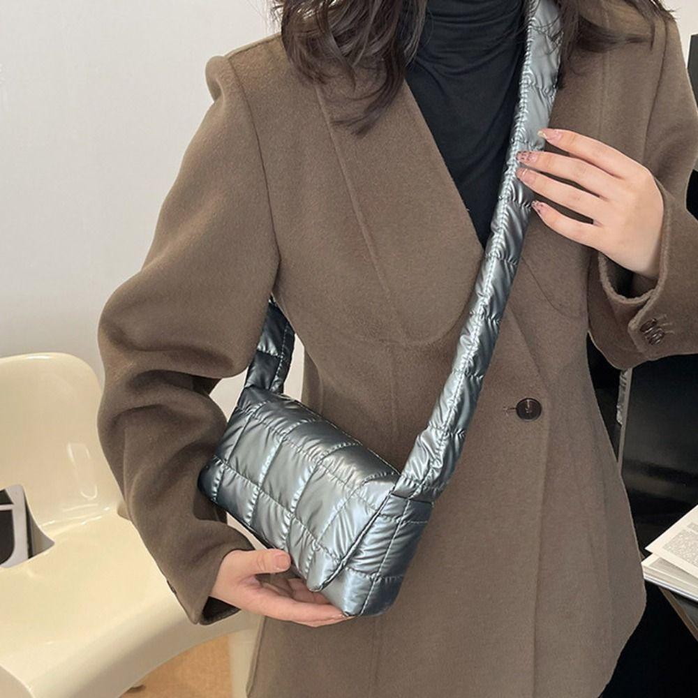 Waterproof Women's Shoulder Bag Korean Style Small Square Bag Winter Space Cotton Bag  Female