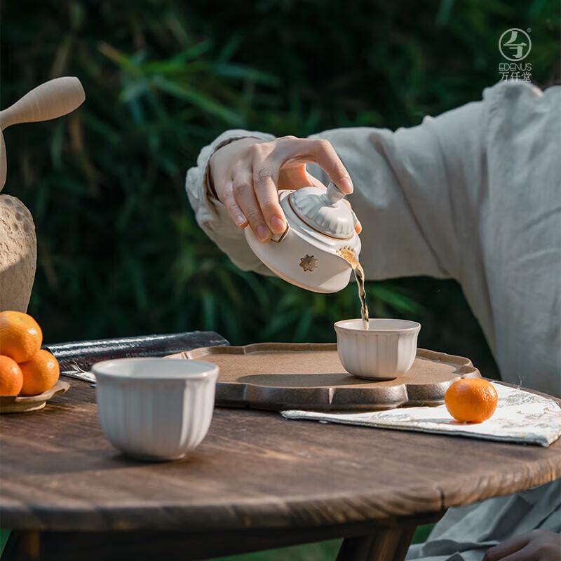 Wanqiantang Portable Ceramic Tea Set with Pot and Two Cups