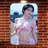 HD Tin Sign Vintage Asian Girl In Pink Floral Offshoulder Top Ancient City Wall Metal Wall Art Retro Decor for Home Bar Cafe