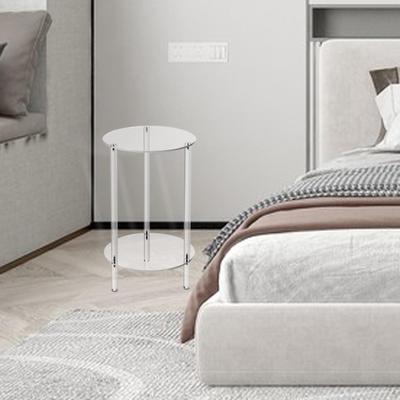 Clear Acrylic Side Table Round End Minimalist Drink for Home Hallway