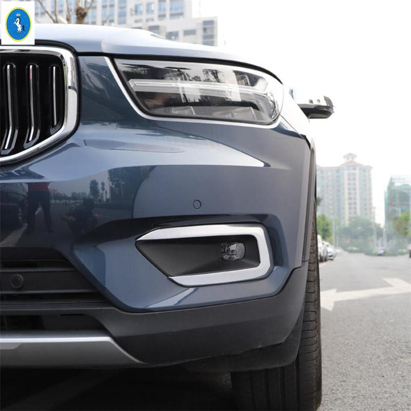 Chrome Auto Exterior Front Fog Lights Lamp Foglight Decoration Cover Trim Frame Sticker Accessories For Volvo XC40 2018 - 2024