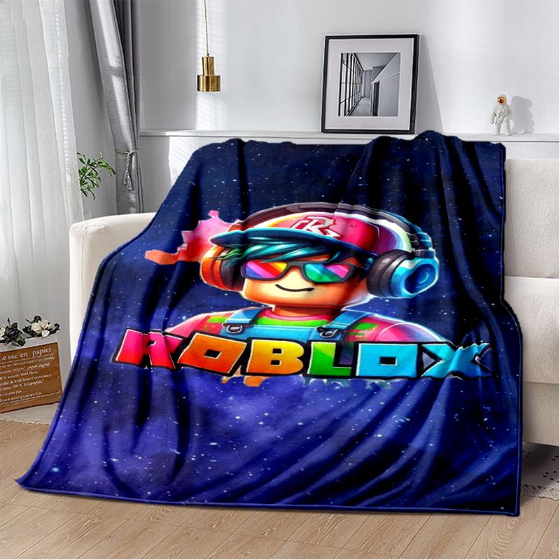 3D flanelová deka R-Robloxs Kreslená Hra Měkká Teplá Přehozovádeka na Postel Ložnici Pokoj Obývací Pokoj Cestování Kempování Piknik Dárek