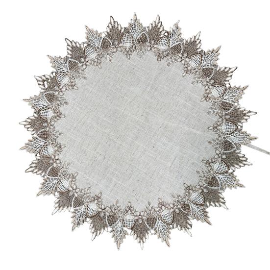 Lace Table Mat, Non-Slip Round Placemat, Heat-Insulating Anti-Scalding Oil-Stain Resistant Tablecloth for Kitchen Dining Table