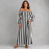 Women's Striped Off-Shoulder Dress for Vacation and Holiday Beach Wear
