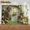 Mocsicka Spring Flowers Backdrop Photography Easter Egg Party Decors Portrait Birthday Background Door Bunny Photo Studio Banner6