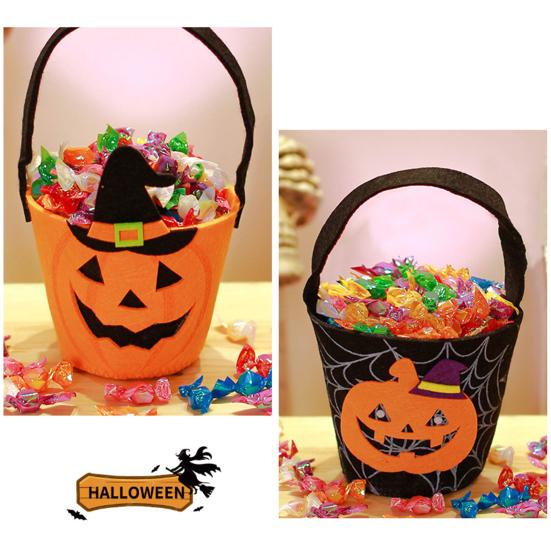 Halloween Candy Bag with Handle Large Capacity Bat Pumpkin Print Candy Treat Bag Cosplay Accessories