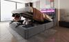 Upholstered Bed 180 X 200 Cm, Hydraulic Storage, Foldable Headboard, Socket, Shelf Compartment, LED Lighting, Widened Bed Legs, Velvet Fabric Gray